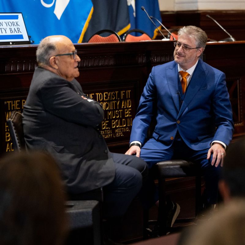 Andres Mejer speaking at the New York City Bar